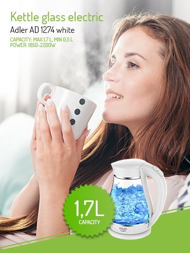 AD 1274 white Czajnik szklany 1,7l