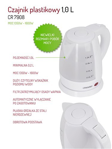 MS 1276 Czajnik plastikowy 1,0 l