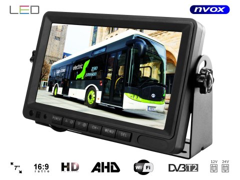 Monitor rejestrator samochodowy lcd 7cali ahd z obsługą 4 bezprzewodowych kamer 12v 24v