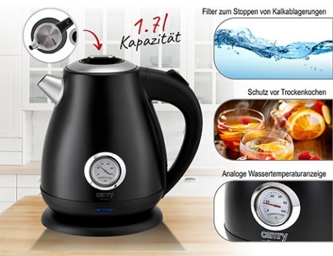 CR 1344 black Czajnik metalowy z termometrem 1,7l
