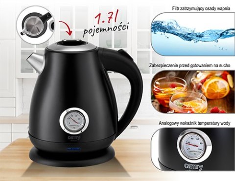 CR 1344 black Czajnik metalowy z termometrem 1,7l