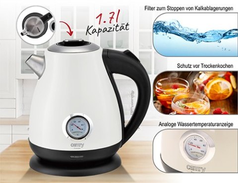 CR 1344 white Czajnik metalowy z termometrem 1,7l