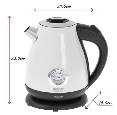 CR 1344 white Czajnik metalowy z termometrem 1,7l