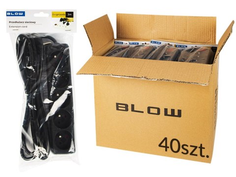 98-543# Przedłużacz sieciowy pr-570p 5-gniazd z uziemieniem 3m czarny 3x1,5mm opakowanie