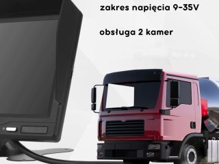 Monitor samochodowy lcd 7cali na 2 kamery ahd 4pin 12v 24v