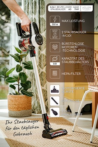 AD 7048 Odkurzacz pionowy - bezworkowy z bezszczotkową technologią silnika