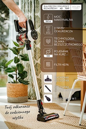 AD 7048 Odkurzacz pionowy - bezworkowy z bezszczotkową technologią silnika