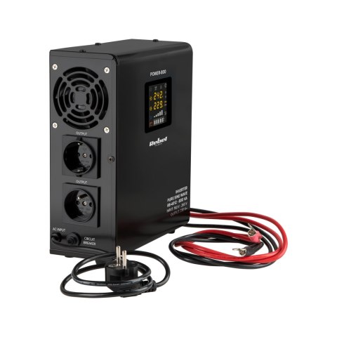 Zasilacz Awaryjny Naścienny Rebel POWER-800 - przetwornica z czystym przebiegiem sinusoidalnym i funkcją ładowania 12V 230V 800