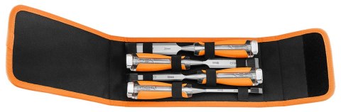 Dłuta 6, 12, 18, 24, zestaw 4 szt. Uchwyt dwukomponentowy. Pakowane w etui