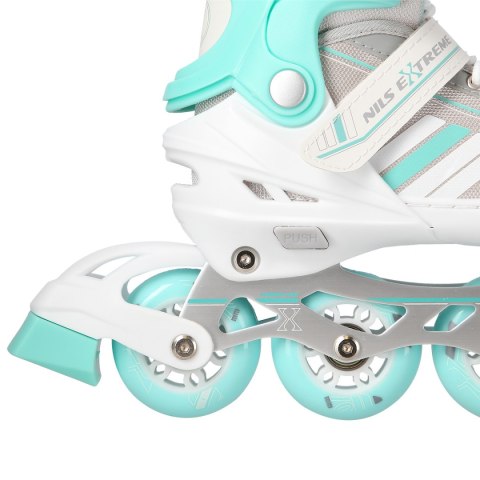 NH18191 2w1 BIAŁO-NIEBIESKIE ROZM.L(39-43) ŁYŻWOROLKI Z WYM. PŁ. HOKEJOWĄ NILS EXTREME