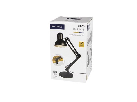 44-149# Lampka biurkowa lb-09 kreślarska 2w1 e27 czarna