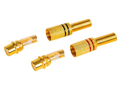 96-746# Gniazdo rca-na kabel złote małe 2szt (czarny-czerwony)