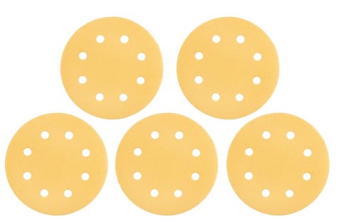 Papier ścierny na rzep 180 mm, K120, 5 szt., z 8 otworami do szlifierki 59G263
