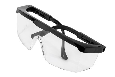 Okulary ochronne, białe soczewki, regulowane zauszniki