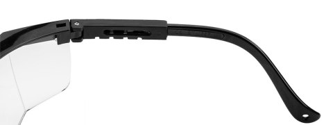 Okulary ochronne, białe soczewki, regulowane zauszniki