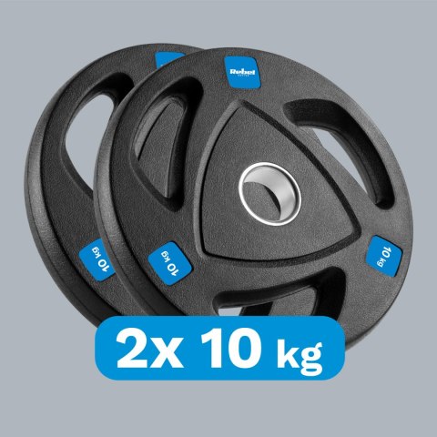 Obciążenie żeliwne olimpijskie gumowane zestaw 2x10kg, otwór 51mm , REBEL ACTIVE