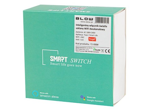 72-088# Inteligentny włącznik światła dwukanałowy szklany wifi tuya