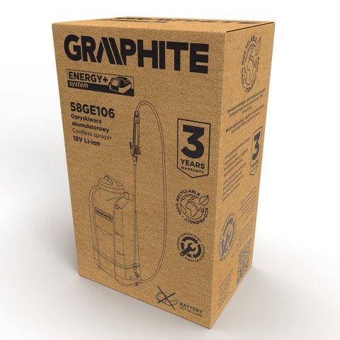 Opryskiwacz akumulatorowy Energy + 18V, Li-lon, zbiornik 15L, bez akumulatora