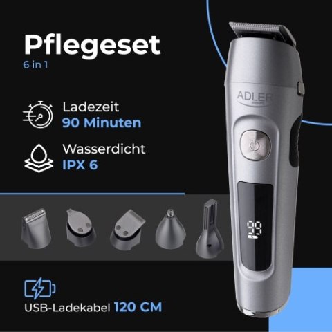 AD 2944 Trymer - zestaw do pielęgnacji 6 w 1 z wyś. lcd i bazą ładującą