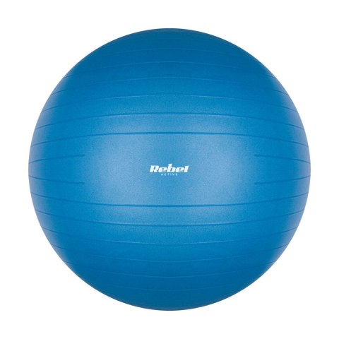 Piłka gimnastyczna rehabilitacyjna 55cm z pompką ręczną, kolor niebieski , REBEL ACTIVE