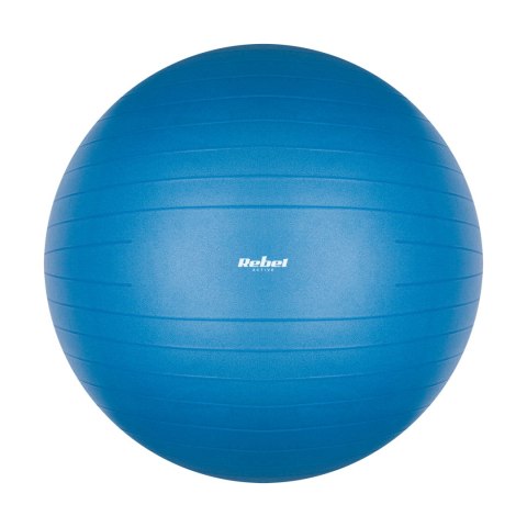 Piłka gimnastyczna rehabilitacyjna 75cm z pompką ręczną, kolor niebieski , REBEL ACTIVE
