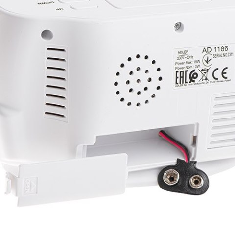 AD 1186 white Zegar - budzik z pomiarem temperatury i wilgotności