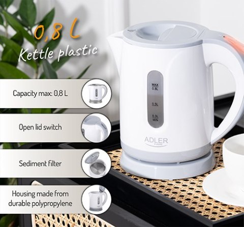 AD 1371 grey Czajnik plastikowy 0,8 l