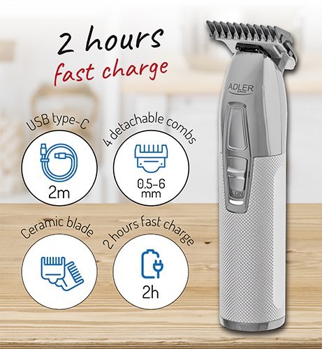 AD 2836 silver Trymer strzyżarka profesjonalna - usb