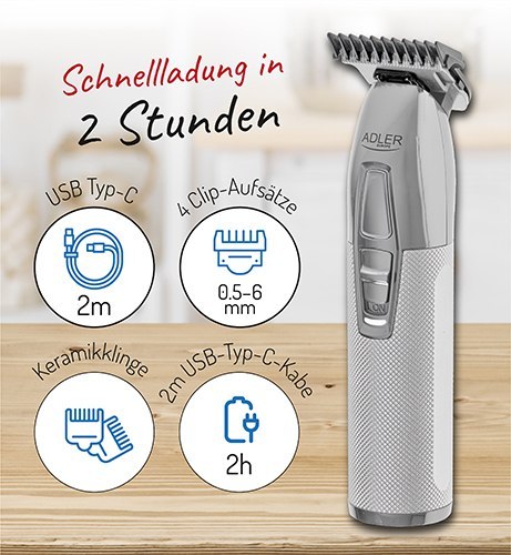 AD 2836 silver Trymer strzyżarka profesjonalna - usb