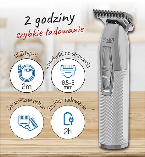 AD 2836 silver Trymer strzyżarka profesjonalna - usb