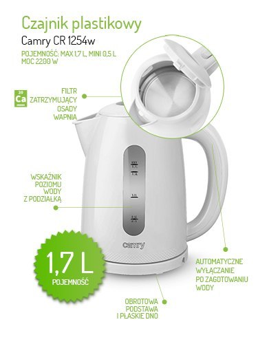 CR 1254 white Czajnik plastikowy 1,7 l