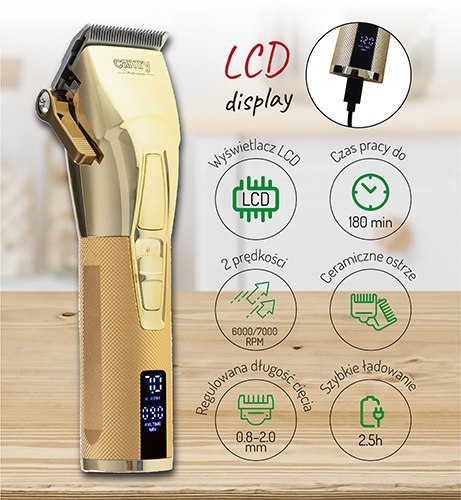 CR 2835 gold Profesjonalna strzyżarka do włosów z wyświetlaczem lcd