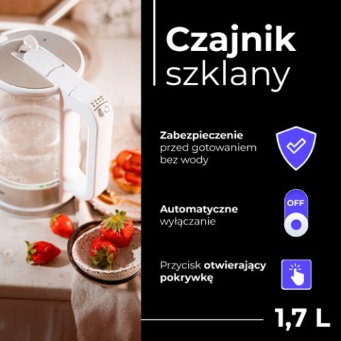 MS 1301 white Czajnik szklany 1,7 l z regulacją temp.