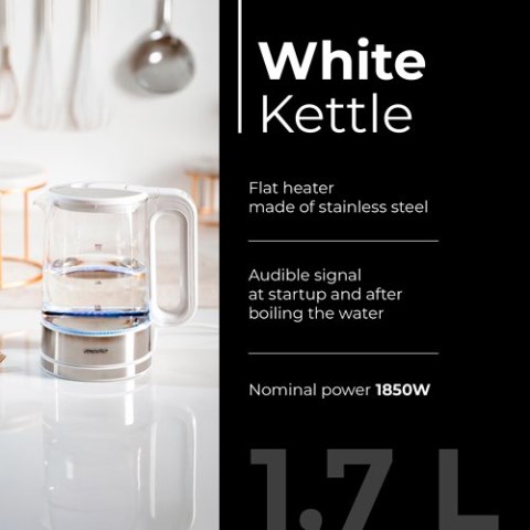 MS 1301 white Czajnik szklany 1,7 l z regulacją temp.
