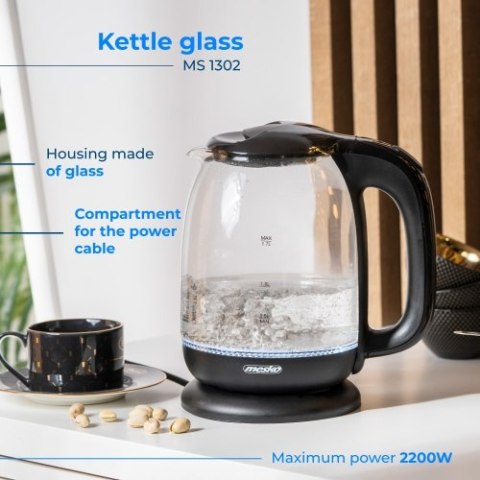 MS 1302 black Czajnik szklany 1,7 l