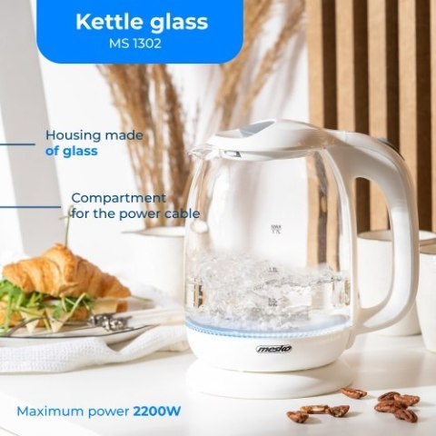 MS 1302 white Czajnik szklany 1,7 l