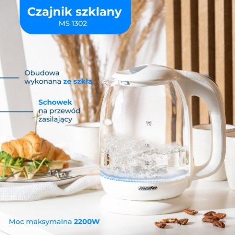 MS 1302 white Czajnik szklany 1,7 l