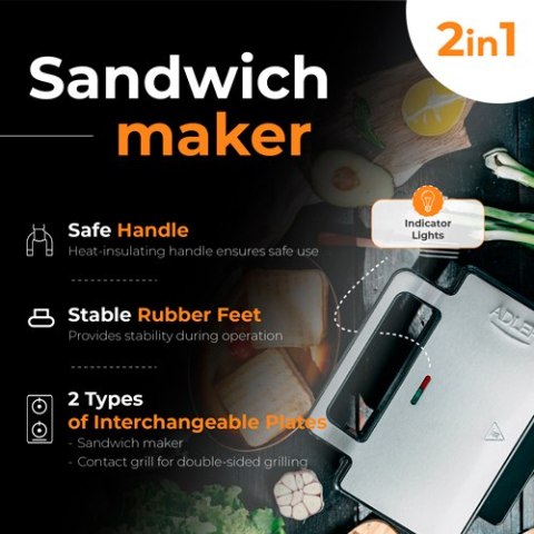 AD 3073 Opiekacz do kanapek 2 w 1