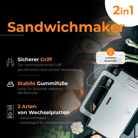 AD 3073 Opiekacz do kanapek 2 w 1