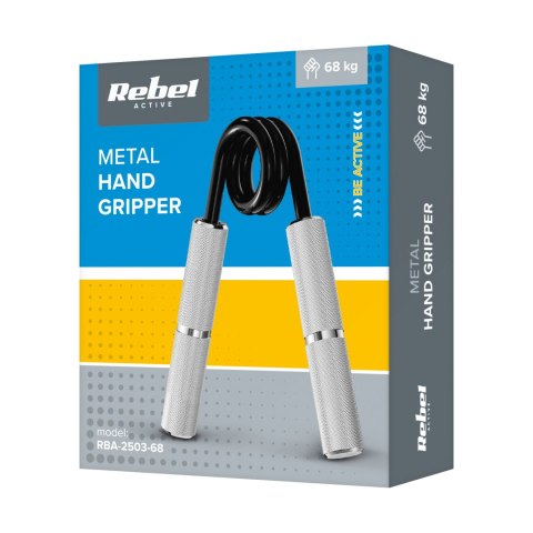 Ściskacz do ćwiczeń, treningu rąk, metalowy 68kg, REBEL ACTIVE