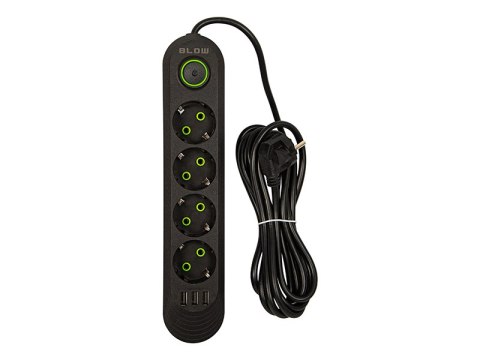 98-220# Przedłużacz sieciowy ps-430 4-gniazda 3xusb 3m czarny 3x1mm