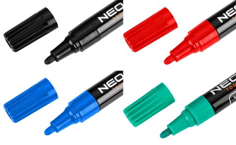 Marker budowlany gruby, 4 kolory, permanentny, wodoodporny, lakierowy, aluminiowy, 4 szt.