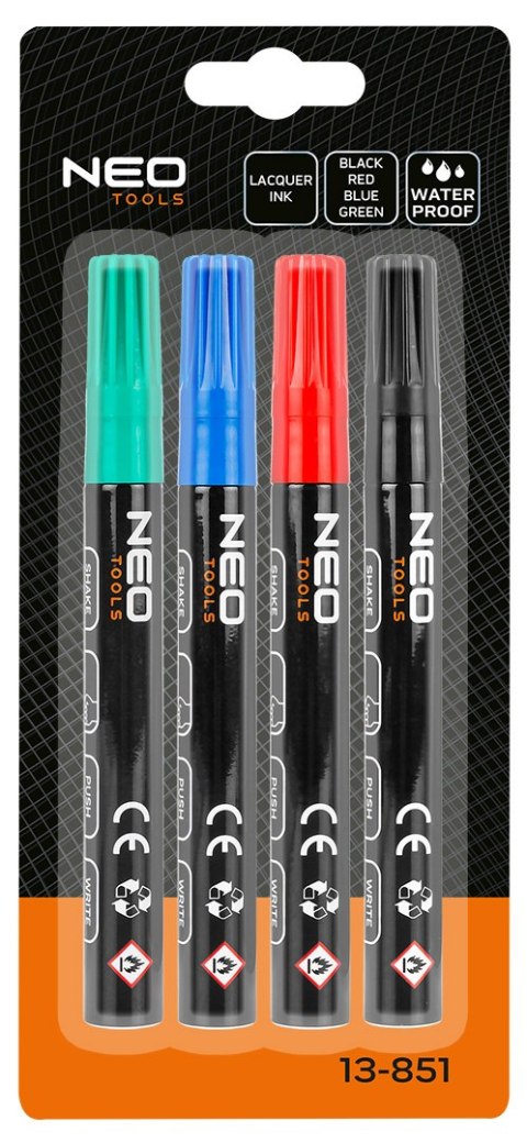 Marker budowlany gruby, 4 kolory, permanentny, wodoodporny, lakierowy, aluminiowy, 4 szt.