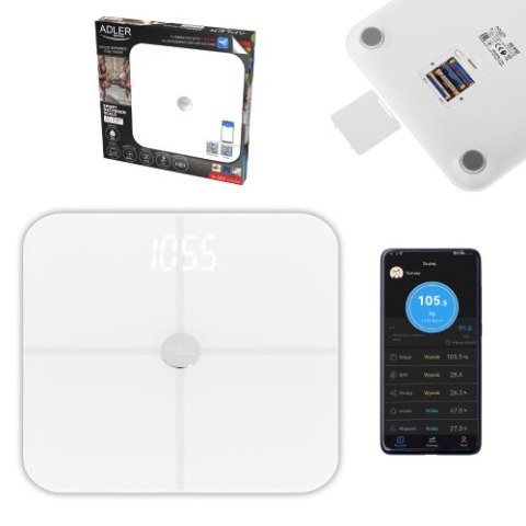 AD 8187 White Waga łazienkowa analityczna ? smart - aplikacja fitgo
