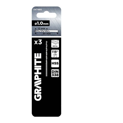 Wiertła do metalu HSS, DIN 338, 1 mm, 3 szt.