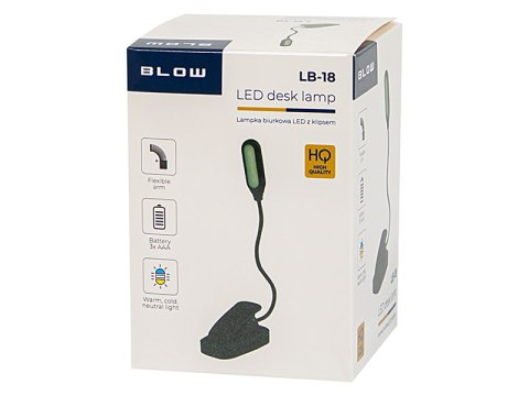 44-162# Lampka biurkowa led lb-18 z klipsem czarna"