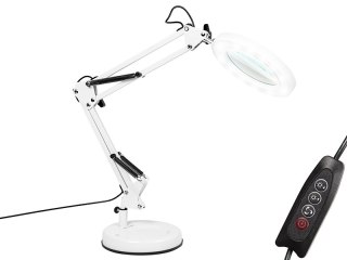 44-168# Lampka biurkowa led lb-23 biała z lupą