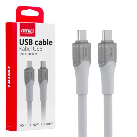 Kabel do ładowania usb-c usb-c 60w 100cm fulllink transmisja danych amio-04291