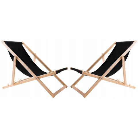 Zestaw stolik do lezaków +2 lezaki CZARNE, Woodok