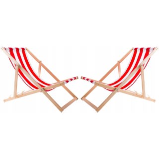 Zestaw stolik do lezaków +2 lezaki Czerwone pasy, WOODOK